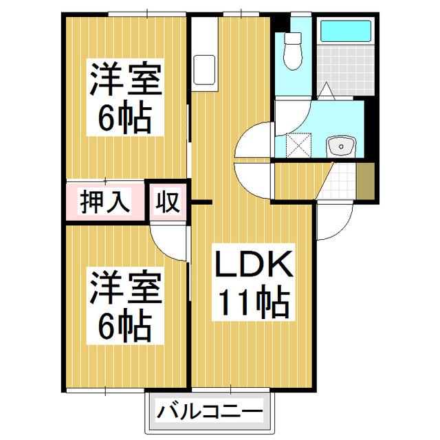 フレグランス長池A棟(2LDK/1階)の間取り写真