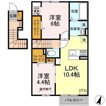 GRAND WINDS TSUKUBA VI(2LDK/2階)の間取り写真