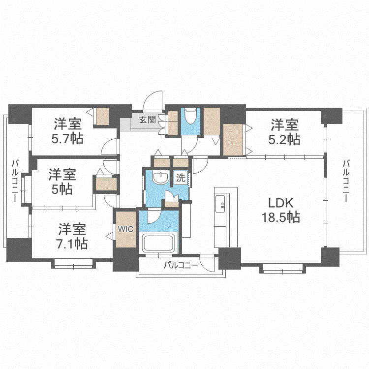 クリーンリバーフィネス知事公館(4LDK/3階)の間取り写真