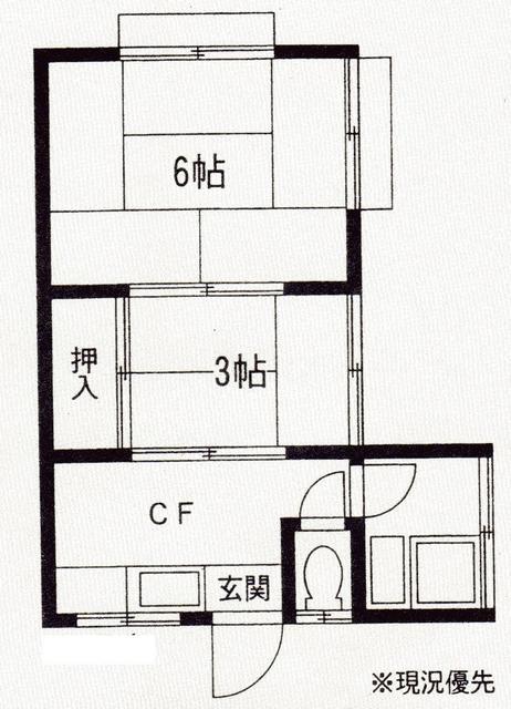 松風荘(2K/2階)の間取り写真