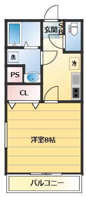 ユニカイト馬橋(1K/1階)の間取り写真