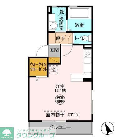 フォルテューヌ畑沢南(ワンルーム/2階)の間取り写真