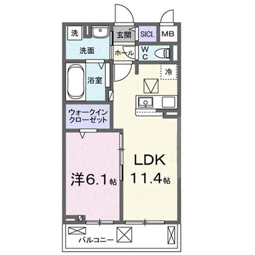 リオラ I(1LDK/1階)の間取り写真