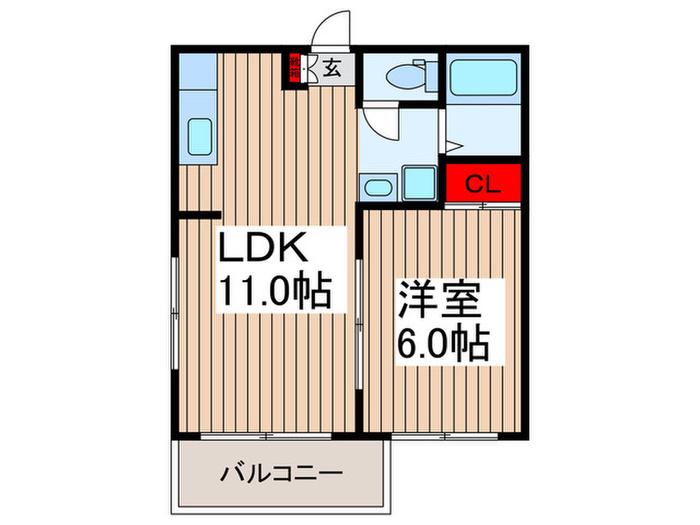 ウエル 11(1LDK/2階)の間取り写真