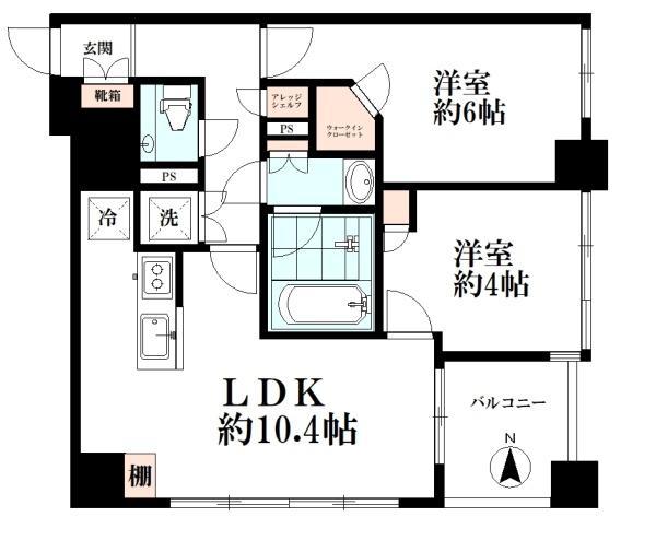 ライオンズ東日本橋(2LDK/8階)の間取り写真
