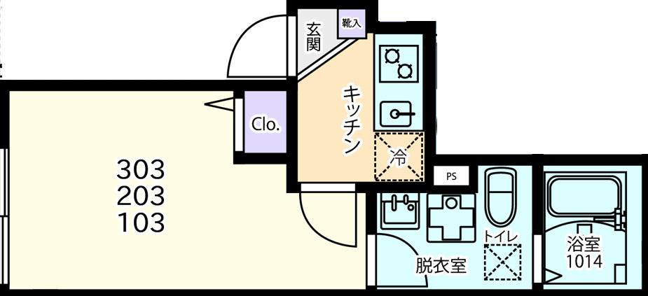 エトワ浜川崎(1K/2階)の間取り写真