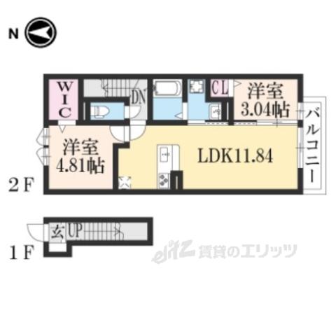 コットンハウス5(2LDK/2階)の間取り写真