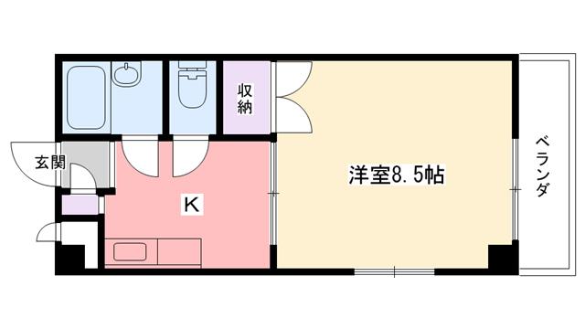 渋谷ビル(1DK/6階)の間取り写真