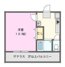 アミスター(1K/2階)の間取り写真