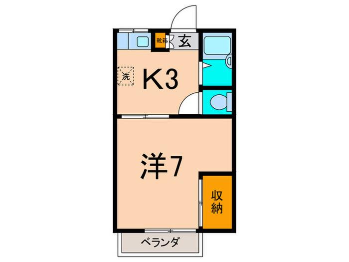 ハイツ越水(1K/2階)の間取り写真