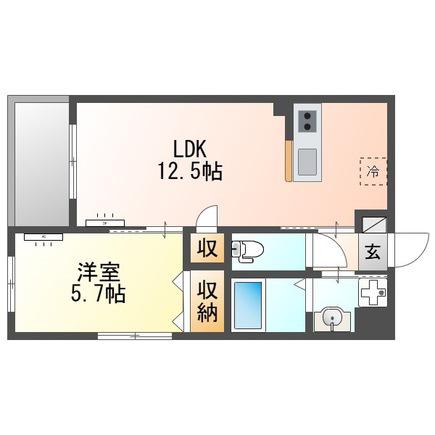サンジュ(1LDK/2階)の間取り写真