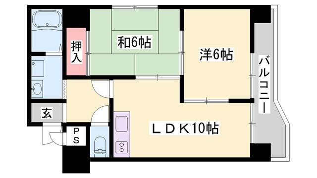 ロイヤルコーポ東雲(2LDK/6階)の間取り写真