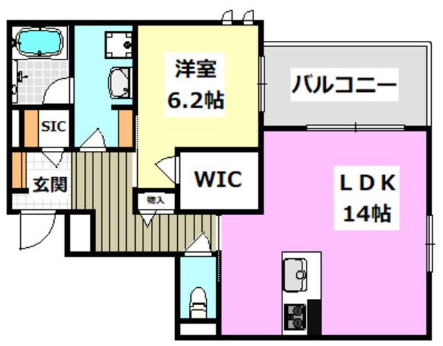 ホークレスト(1LDK/2階)の間取り写真