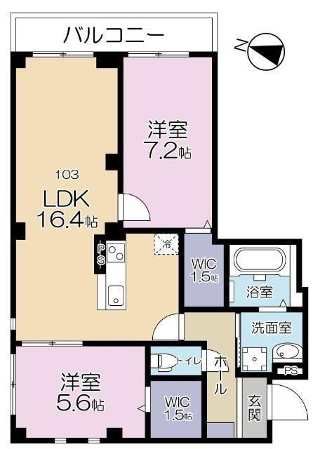 エーフラット2(2LDK/1階)の間取り写真