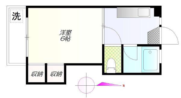 小野寺コーポ(1K/3階)の間取り写真