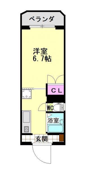 ルネス・ヨコタ(1K/2階)の間取り写真