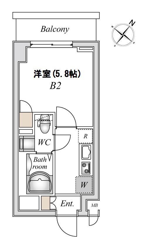 エヌステージ稲城(1K/1階)の間取り写真