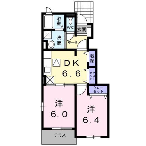 フェイバー・レジデンス(2DK/1階)の間取り写真