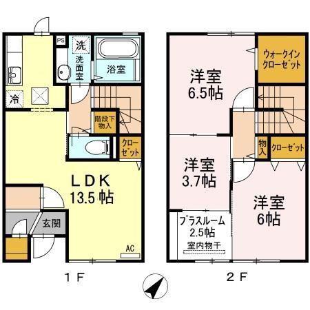 松浦鉄道西九州線 中佐世保駅 徒歩19分 2階建 築9年(3LDK/1階)の間取り写真