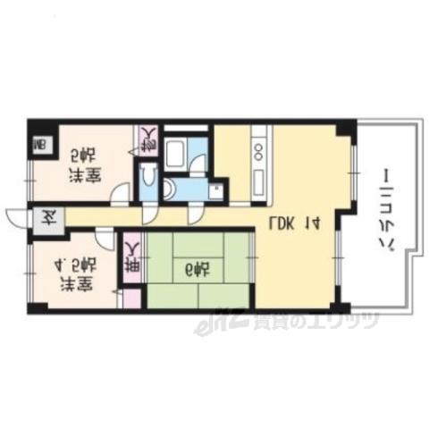 ベルバール新田辺(3LDK/9階)の間取り写真