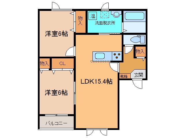 ボヌール光南(2LDK/2階)の間取り写真