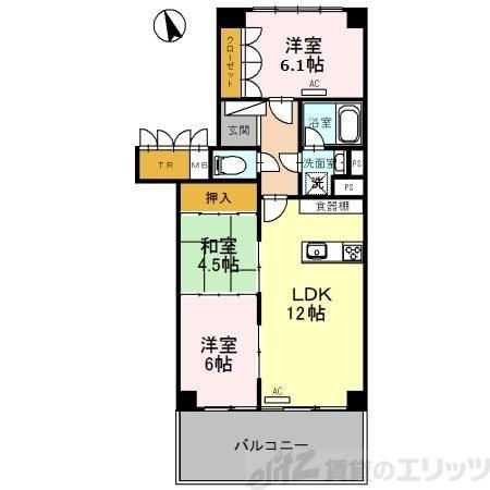 シーアイハイツ南千里A棟(3LDK/2階)の間取り写真