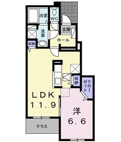 グラン ベレット(1LDK/1階)の間取り写真
