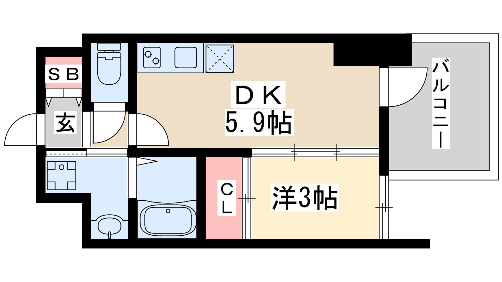 セレニテ新大阪グランデ シュッド(1DK/4階)の間取り写真