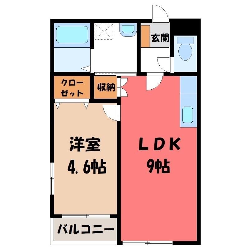 GARDEN MIYAKOI(1LDK/2階)の間取り写真