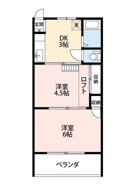 大吉アパートメント東松山(2DK/1階)の間取り写真