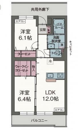 ラウト ディノッゾ(2LDK/1階)の間取り写真