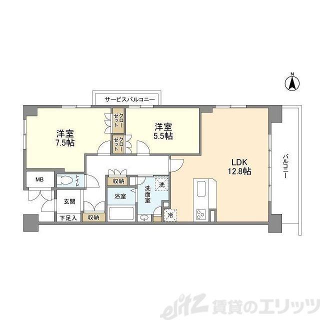 UURコート茨木東中条(2LDK/4階)の間取り写真
