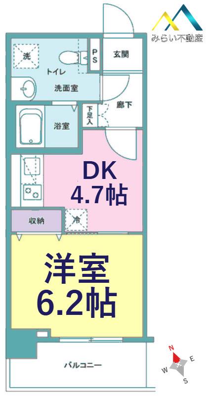 メルベイユヨコハマ(1DK/7階)の間取り写真