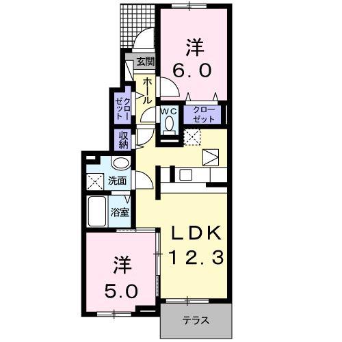 アルブル ポルテ(2LDK/1階)の間取り写真