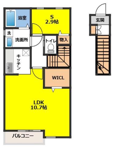 ラ・メゾン モリオカ(1LDK/2階)の間取り写真