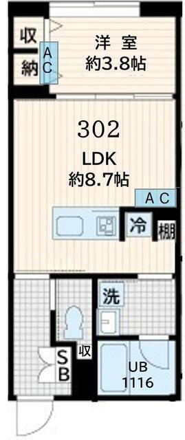 フレア恵比寿(1LDK/2階)の間取り写真