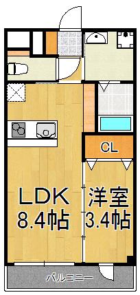 SERENO五番館(1LDK/3階)の間取り写真