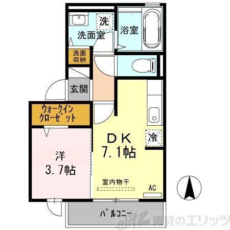 セジュール・マルシェ(1DK/2階)の間取り写真