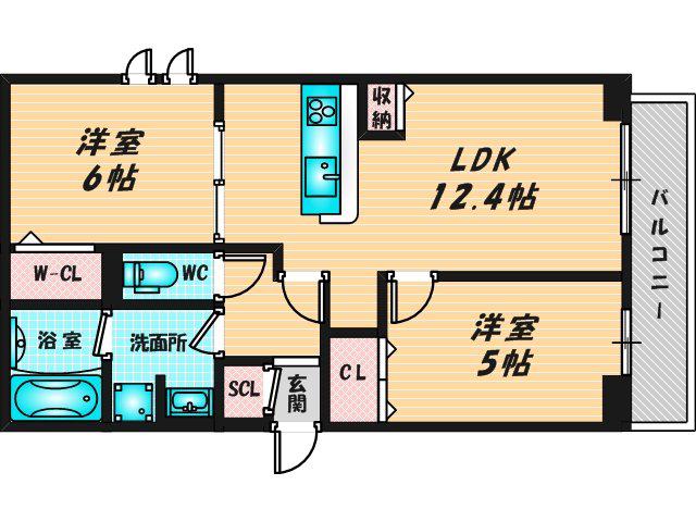 VILLA PARASORE(2LDK/1階)の間取り写真