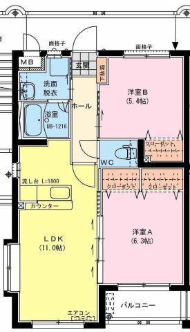 ラヴィドール(2LDK/3階)の間取り写真