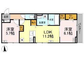 ティアラ(2LDK/2階)の間取り写真