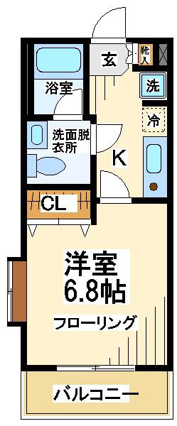 エクセルコート成城(1K/1階)の間取り写真
