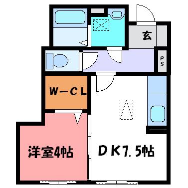 ローズコート明石(1DK/1階)の間取り写真