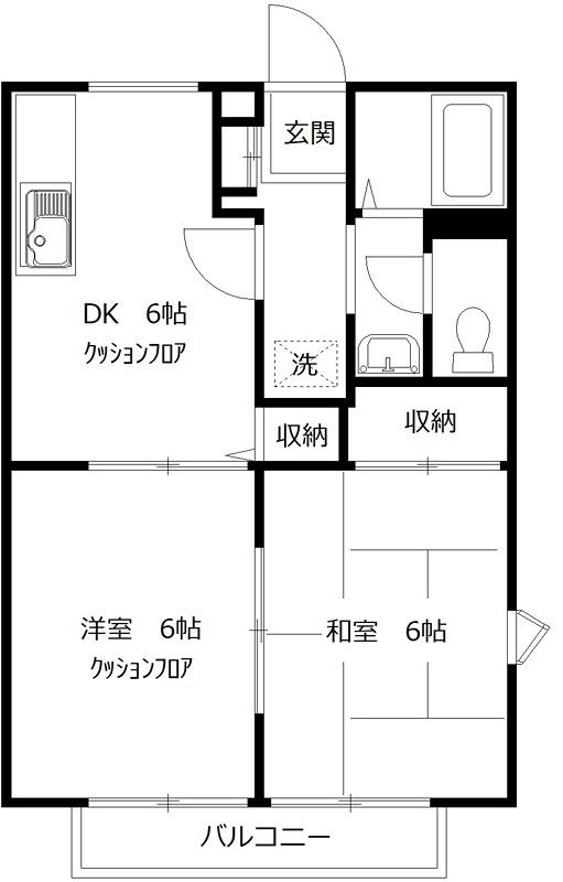パークハイツYOU(2DK/2階)の間取り写真
