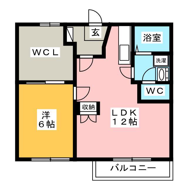 フルール A(1LDK/2階)の間取り写真