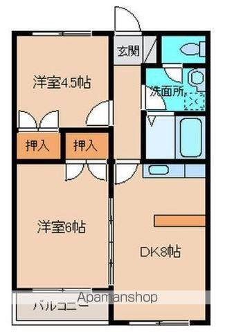 PINEVIEW(2DK/1階)の間取り写真