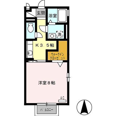 リベルテ末広(1K/2階)の間取り写真