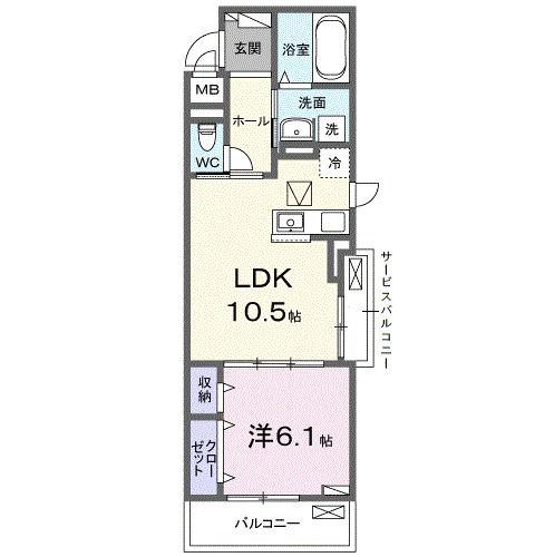 オラクル・ベリー(1LDK/1階)の間取り写真