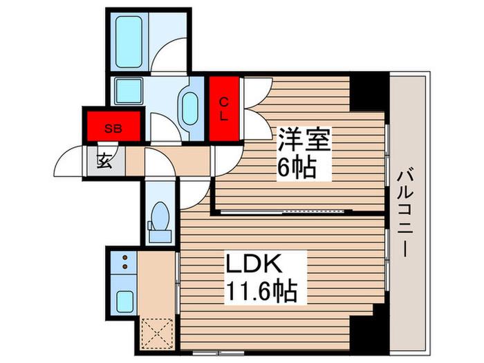 PARK HABIO東向島(1LDK/1階)の間取り写真