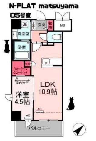 N-FLAT MATSUYAMA(1LDK/2階)の間取り写真